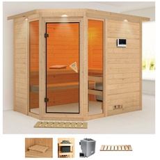 Bild Sauna »Sina 3«, (Set), 9-kW-Bio-Ofen mit externer Steuerung beige