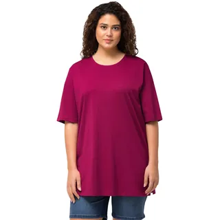 Ulla Popken Damen große Größen Übergrößen Plus Size T-Shirt, Rundhalsausschnitt, Relaxed, Halbarm magnolienrot 58+ 486910820-58+