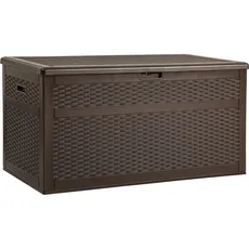 YITAHOME 870 Liter Groß Gartenbox Wasserdicht, Abschließbarem Outdoor Kissenbox, Garten Auflagenbox Wetterfest Aufbewahrungsbox für Gartengeräten Poolzubehör Spielzeug,Braun,161 x 82 x 83cm