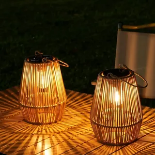 KagoLing Solarlampen für Außen, 2Stk Handgestrickte Solar Laternen Böhm | Hängend & Stehend Nutzbar, LED Leuchten für Garten, Terrasse, Balkon und Innenhof