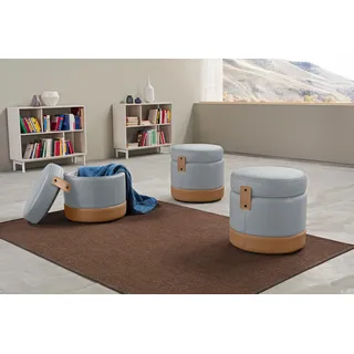 Hocker EGOITALIANO "Tonder, Designhocker als Blickfang mit tollen Details, B/T 50/50cm", blau (himmel), B:50cm H:50cm T:50cm, Leder »NUVOLE« (Echtes Rindsleder). Halbnatürliches, halbnarbiges Rindsleder mit einer natürlichen Körnung von 1, 2 bis 1, 4 mm. Dieses Leder hat eine weiche, wachsartige Hand mit mattem Aussehen und einem Wolkeneffekt. Es handelt sich um ein Naturleder, das die ursprünglichen Eigenschaften der Lederhäute nicht verändert. Das Vorhandensein von verheilten Narben, Körnungsunterschiede,