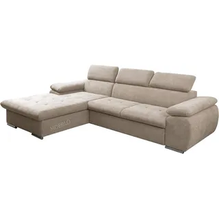 moeblo Ecksofa mit Schlaffunktion und Bettkasten, Couch für Wohnzimmer, Schlafsofa Sofagarnitur Sofa Eckcouch L-Form Wohnlandschaft mit Bettfunktion NILU... - Beige