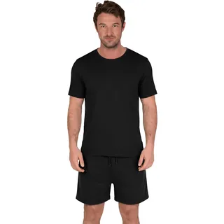Light & Shade LSSET032 Herren T-Shirt mit Rundhalsausschnitt und kurzes Pyjama-Set, Schwarz, XL