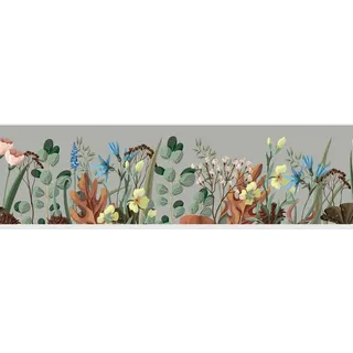 AG Design Selbstklebende Bordüre Blumen, AWB 8406 | Wasserfest Dekoration für Wände, Möbel, Tapeten, Wandverkleidungen und Türen, Folie, Mehrfarbig | Breite 500 cm x Höhe 13.8 cm