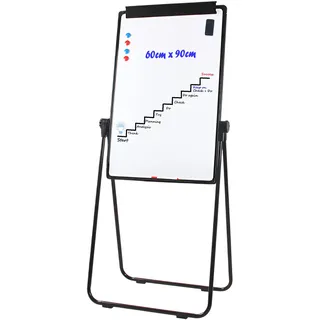 TUKA-i-AKUT ​Flipchart Ständer Magnetisch Whiteboard 90X60cm, Höhenverstellbar Zusammenklappbar, U-Ständer Flipchart-Staffelei Whiteboards mit Papierhalter, Beschreibbar Abwischbar, Schwarz TKD8711