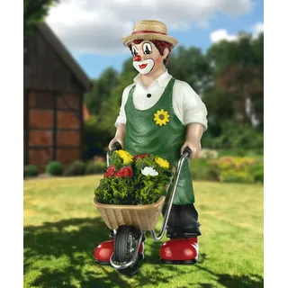 Gilde Clown Gartenglück aus Kunstharz - Garten Deko Figur und Sammlerstück - Mehrfarbig, 16 cm hoch, 6 cm breit, 11 cm tief