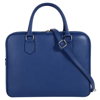 Cluty Aktentasche echt Leder, Made in Italy, blau,