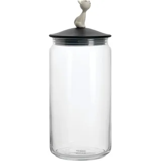 Alessi AMMI22 B MiòJar, Behälter für Katzenfutter aus Glas mit Deckel aus thermoplastischem Harz, schwarz