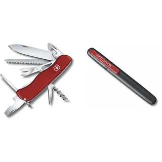 Victorinox Schweizer Taschenmesser Outrider & Dual-Messerschärfer Outdoor, Taschenmesser Schärfer, Schleifstein klein, schwarz