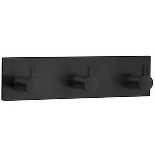 Hakenleiste , Schwarz , Metall , 18x4.5x3 cm , Garderobe, Garderobenhaken, Hakenleisten