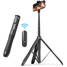 ATUMTEK 130CM Selfie Stick Stativ, Bluetooth Selfie Stick mit Hochbelastbarem Aluminium und Rutschfesten Dreibein Füßen für iPhone und Android-Handy Selfie, Videoaufnahme, Videoblogs Live Streaming