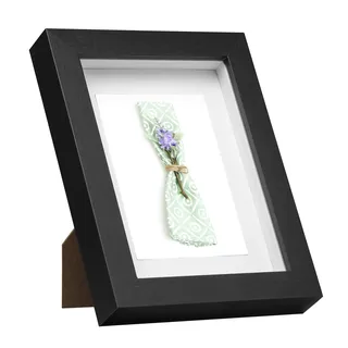 EUGAD 3D Bilderrahmen zum Befüllen,Bilderrahmen 13x18 cm, Objektrahmen, Objektrahmen, Tiefer Rahmen für Objekte bis 1,5 cm, Holzrahmen Collage mit Papier-Passepartout, Schwarz