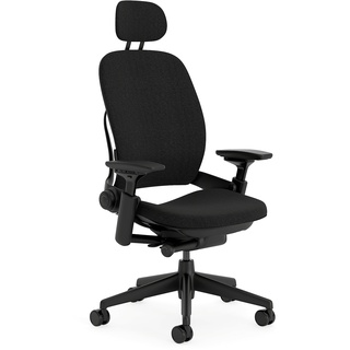 Steelcase Leap Ergonomischer Bürostuhl mit LiveBack Lumbalstütze, flexibler Rückenlehne, anpassbarer Kopfstütze Onyx Schwarz