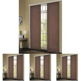 Gardinenbox Flächenvorhang, Schiebegardine Blickdicht matt, Braun, aus Micro Satin (Mikrofaser Gewebe), mit Paneelwagen und Beschwerungsstange -85600-, 85600 (Packung mit 4)