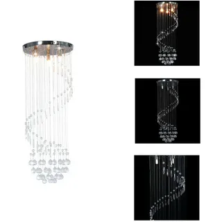 vidaXL Deckenleuchte mit Kristallperlen Silbern Spirale G9 - Lampen - Silber