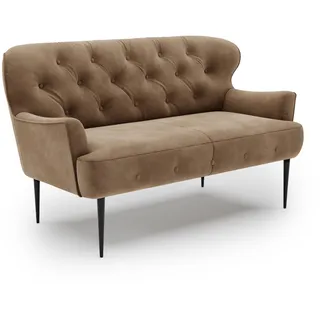 CAVADORE 2-Sitzer Küchensofa Amba, Trendige Sitzbank für Küche oder Esszimmer / 153 x 97 x 87 / Hochwertiges Mikrofaser: Hellbraun