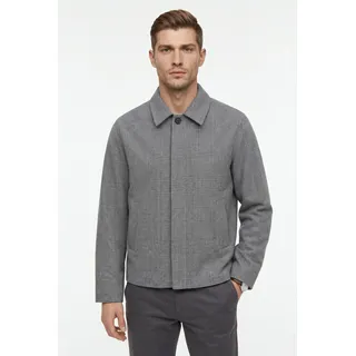 Outdoorjacke JACK & JONES "JJEHARRIS SHORT COAT SN", Herren, Gr. S, grau (light grau melange checks:check), Web, Obermaterial: 75% Polyester, 20% Wolle, 5% sonstige Fasern, kariert, meliert, regular fit taillenbedeckt, Jacken Outdoorjacke