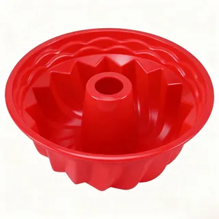 Frutilexia Gugelhupfform Silikon, 23cm Silikon Backform, Gugelhupf Backform, Napfkuchenform mit Antihaftbeschichtung, Wiederverwendbare, Leicht zu Reinigen, für Kuchen, Götterspeise, Brot, Rot