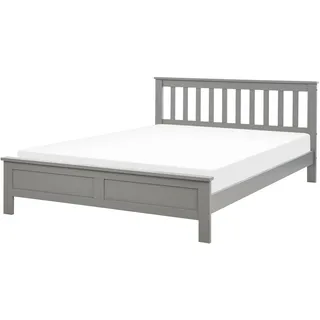 Beliani Holzbett Grau Holz, 140x200 cm