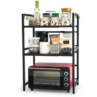 DanDiBo Küchenregal 3 Stufig Verstellbar 40 - 64 cm Metall , Schwarz , 64x78x36 cm , Küchen, Küchenmöbel