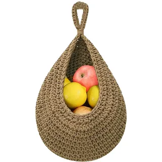 Hängende Wandkörbe, Hängekorb Küche, Wandhängender Obstkorb, Aufbewahrungskorb Geflochten, Hängekorb, für Küchendekoration, Wohnzimmer, Bad, Obstkorb Hängend Jute (Kaki-1pcs)