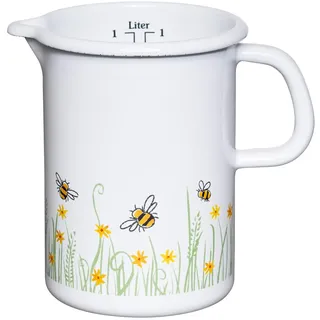 Riess, 0338-137, Küchenmaß Ø 9cm, BIENE, Emaille, Vol. (rec.): 1,0 Liter, Made in Österreich, LBH: 16,3x11,5x14,9cm, 0,440kg, Deckel, Induktionskocher kompatibel, Gasherd geeignet, Ofenfest