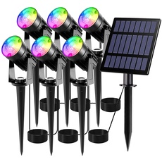 T-SUN RGB Solarlampen für Außen Garten, 6 Stück LED Solar Gartenleuchten, Gartenleuchten Solar, Wasserdicht LED Solarlampe, Solar Außenleuchte, Gartenlampe, Wegeleuchte, Spotbeleuchtung