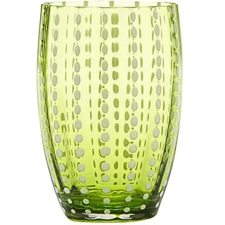 Zafferano Perle Glasbecher - Handgemachtes Buntglas, cl 32 h 109mm d 71mm - Set 6 Stück - (Apfelgrün)
