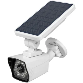 Solar Sicherheitsleuchten mit Bewegungsmelder für den Außenbereich, Batteriebetriebene kabellose Fake Kamera mit Flutlicht, bewegungsaktivierter Dummy Kamera Strahler für Garten, Garage, Gehweg