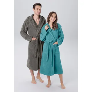 Unisex-Bademantel OTTO HOME "Regona, Hotelbademantel, Morgenmantel, Standardlänge & Überlänge" Gr. XXL, grau (anthrazit), L:125cm, Veloursfrottier, Hausmäntel, Unisex-Bademantel, Damen & Herren, mit Taschen, flauschig, weich, Velours, Sauna & Spa, Topseller