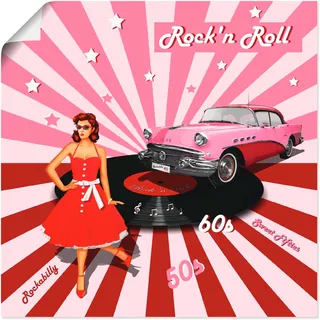 Artland Wandbild »Rock'n Roll die 50er Jahre«, Auto, (1 St.), als Alubild, Outdoorbild, Leinwandbild, Poster, Wandaufkleber, pink