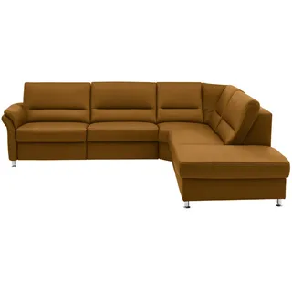 Beldomo Premium Ecksofa , Currygelb , Metall , Echtleder , Rindleder , Ottomane rechts, L-Form , 288x249 cm , Goldenes M , erweiterbar, Typenauswahl, Bettkasten erhältlich, Fußauswahl, Lederauswahl, Stoffauswahl, planbar, seitenverkehrt erhältlich, Bettfunktion erhältlich, Hocker erhältlich, Rückenfutter, individuell planbar, Armteil links , Wohnzimmer, Sofas & Couches, Wohnlandschaften, Ecksofas
