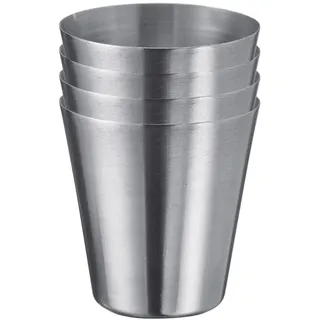 Westmark Mini-Becher Mendo – Mini-Gläser-Set für Zuhause und Unterwegs, ideal als Schnapsgläser oder Shotgläser, klein und stapelbar – 30 ml, Edelstahl 18/8, 4 Stück