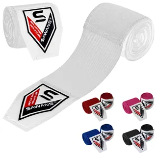 Boxen Handbandagen Kampfsport Bandagen Innenhandschuhe Schlagen MMA 2,5 3,5 4,5 Meter Handgelenkstützgurte Elastische Trainingstasche Kampfsport unter den Handknöcheln Schutzhandschuhe (3.5 M, Weiss)