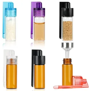 Gewürzpulver Dosierer, 6 Stück Gewürzpulver Werkzeug Set mit Löffel und Trichter, Auslaufsichere Mini Aufbewahrungsflasche für Salz, Pfeffer, Gewürze,Wasserdicht Dosierer für Camping, Küche, Reisen