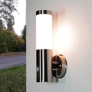 Außenwandleuchte Edelstahl IP44 mit Bewegungsmelder für Eingang Licht-Erlebnisse