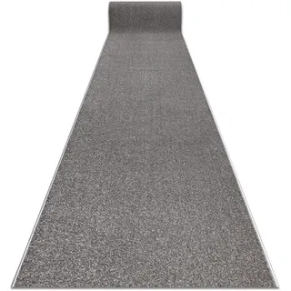RugsX Läufer KARMEL glatt – Einfarbiger Teppichläufer für Küche, Wohnzimmer & Flur – rutschfest & strapazierfähig – Grau – 60x400 cm