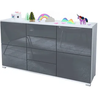 Vladon Sideboard Grau, Holzwerkstoff, 138.5x75.5x35 cm, Wohnzimmer, Kommoden, Sideboards,