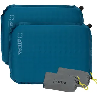 ATEPA Sitzkissen Outdoor, Faltbar Aufblasbar Stadion Flugzeug Unterwegs Camping Wander Bürostuhl Ultraleicht Foam Selbstaufblasend Sitzkissen, 2er Pack Blau