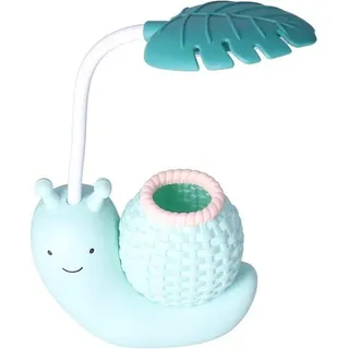 Multifunktionale Tischlampe mit USB-Ladefunktion, Hals aus Kunststoff, warmweißes Licht, blau, 0,63W, 5V