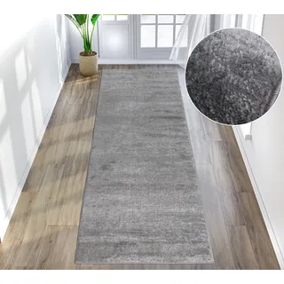 Läufer OTTO HOME "Ariano, dezenter Glanz mit Hoch-Tief-Struktur" Gr. 18, grau, B:80cm H:12mm L:300cm, Kunstfaser, Teppiche, Läufer, Vintage Design, Schrumpf Carving-Effekt, Wohnzimmer, Flur