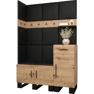 Garderobe ARTIN Set 10 mit gepolsterten Paneelen Industrial Design - Schwarz