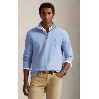 Polo Ralph Lauren für Herren. 710P07411001 Estate-Rib Pullover mit kurzem Reißverschluss blau (XL), Lässig, Baumwolle, Klassisch