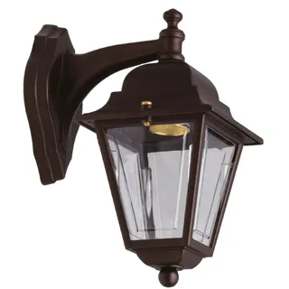 Licht-Erlebnisse Wandleuchte Außen Rustikal Echt-Messing E27 IP43 26cm Rostbraun