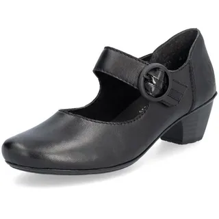 Rieker Spangenpumps , Festtagsschuh, Pumps, Trichterabsatz, mit Klettriemchen, schwarz