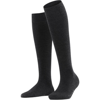 Falke Damen Kniestrümpfe Softmerino KH, lange Socken, einfarbig Anthrazit 41-42