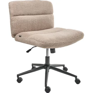 BELIANI Schreibtischstuhl Beige Bouclé Gepolstert Gesteppt Teddy Optik Drehbar Höhenverstellbar mit Wippfunktion ohne Armlehnen Moderner Drehstuhl - Beige, Schwarz