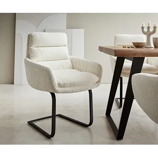 Freischwinger Abelia-Flex mit Armlehnen Bouclé Weiß Freischwinger flach Schwarz