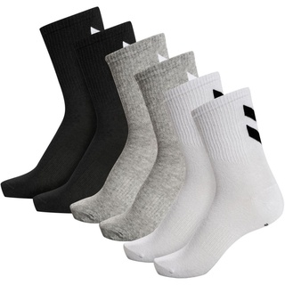 hummel Hmlchevron 6-pack Socks, WHITE/BLACK/GREY, 14 EU