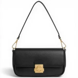 Mode Coccinelle C-Me Lock Medium Damen Handtasche aus genarbtem Leder Schwarz